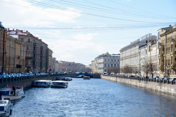 Fototapeta premium View of buildings, streets, bridges, rivers and canals of St. Petersburg, Russia.