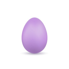 Easter egg 3D icon. Purple color egg, isolated white background. Pastel realistic design, decoration for Happy Easter celebration. Holiday element. Shiny pattern. Spring symbol. Vector illustration