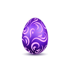 Easter egg 3D icon. Ornate color egg, isolated white background. Swirl realistic design, decoration Happy Easter celebration. Holiday ornamental element. Graceful spring pattern. Vector illustration