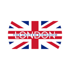 Fototapeta na wymiar London text. Typography design with England or UK flag. The United Kingdom and London city banner, poster, Tee print, T-shirt graphics with British flag. Vector illustration.