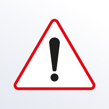 Attention triangle sign. Alert, caution warning, hazard and danger icon with exclamation mark. Red road sign. Vector illustration.