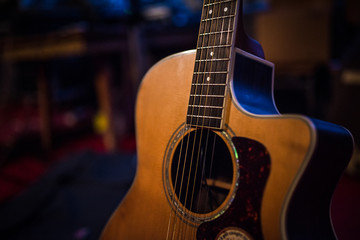 Acoustic guitar close up