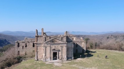 aerial view of the ancient town Monterano