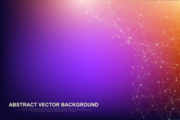 Fototapeta premium Global network connection concept. Big data visualization. Social network communication in the global computer networks. Internet technology. Business. Science. Vector illustration.