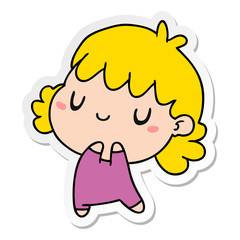 sticker cartoon of a cute kawaii girl