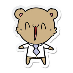 sticker of a happy bear cartoon