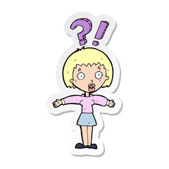 sticker of a cartoon surprised woman
