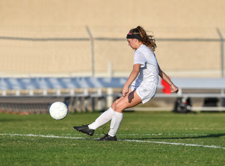 Young soccer player in action