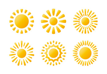 Beautiful Sun Icon Set.