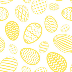 Easter egg seamless pattern. Pastel color, holiday eggs texture. Simple abstract decorative template for Happy Easter celebration. Stylized cute ornament wallpaper, card, fabric. Vector illustration