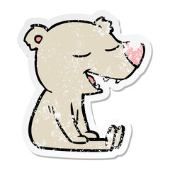 distressed sticker of a cartoon bear