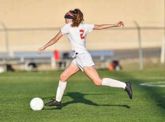 Young soccer player in action