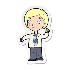 Obraz premium sticker of a cartoon school boy answering question