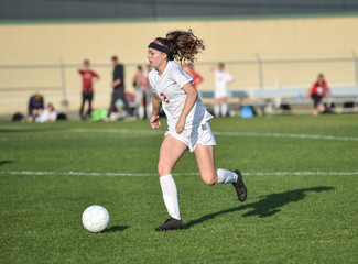 Young soccer player in action