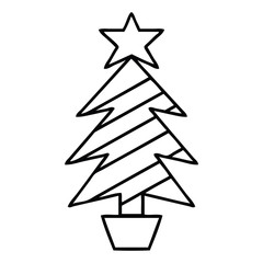 Obraz premium line drawing cartoon christmas tree