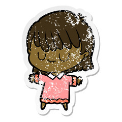 distressed sticker of a cartoon woman
