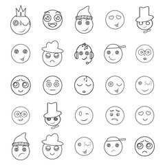 Set of emoji icons friendly fun smile