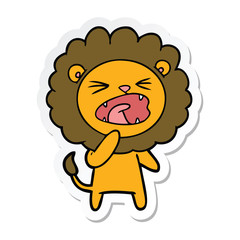 sticker of a cartoon angry lion