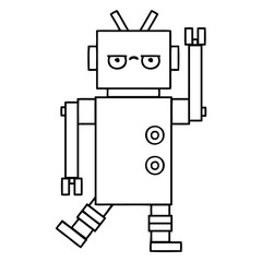 line drawing cartoon annoyed robot