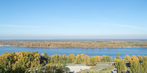 View of the Dnieper River in autumn, Kaniv, Ukraine, Tarasova Hill (Chernecha Hora) 