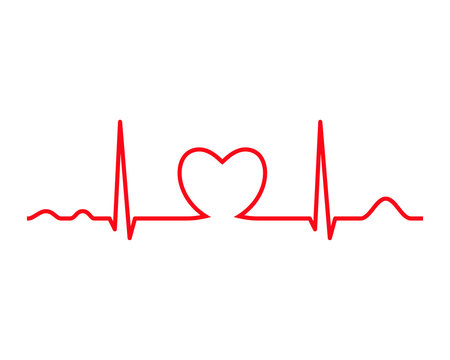 Ekg line with heart. Heartbeat.