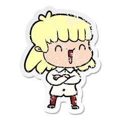 Obraz premium distressed sticker of a cartoon woman