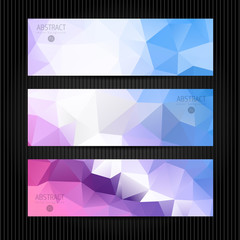 Blue banners set triangle abstract  background