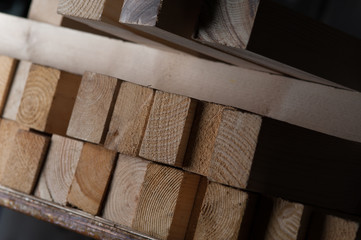 Close up of rows of rectangle wooden bars
