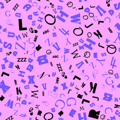 Letters, alphabet, education, school concept. Seamless vector EPS 10 pattern. Flat style