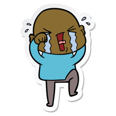 sticker of a cartoon crying bald man