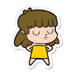 sticker of a cartoon indifferent woman