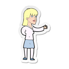 Obraz premium sticker of a cartoon woman explaining