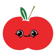 flat color retro cartoon red apple