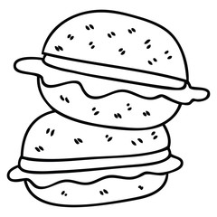 quirky line drawing cartoon veggie burger