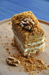 Medovyk cake with walnuts