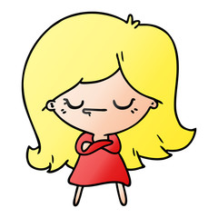 gradient cartoon of cute kawaii girl