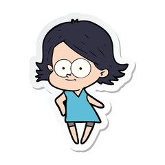 sticker of a happy cartoon girl