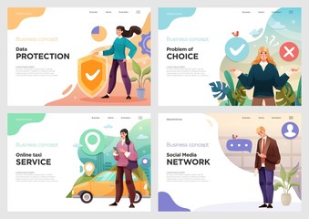 Set of website template designs. Vector illustration concepts of web page design for website or landing page and mobile website development. vector illustration