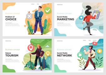 Set of website template designs. Vector illustration concepts of web page design for website or landing page and mobile website development. vector illustration