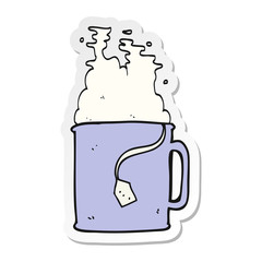 sticker of a cartoon mug of tea