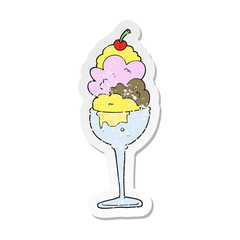 retro distressed sticker of a cartoon ice cream