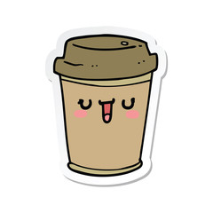 sticker of a cartoon take out coffee