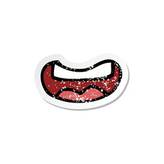 retro distressed sticker of a cartoon mouth