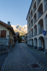 Beautiful views of the Alpine mountains from the city of Curmayor, located in Italy