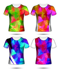  t-shirt templates abstract geometric collection of different colors polygonal mosaic