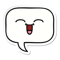 sticker of a cute cartoon speech bubble