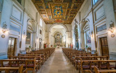 Indoor view in the Basilica of San Sebastiano Fuori Le Mura, in Rome, Italy.