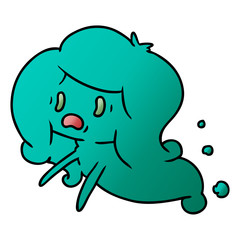 gradient cartoon of kawaii scary ghost