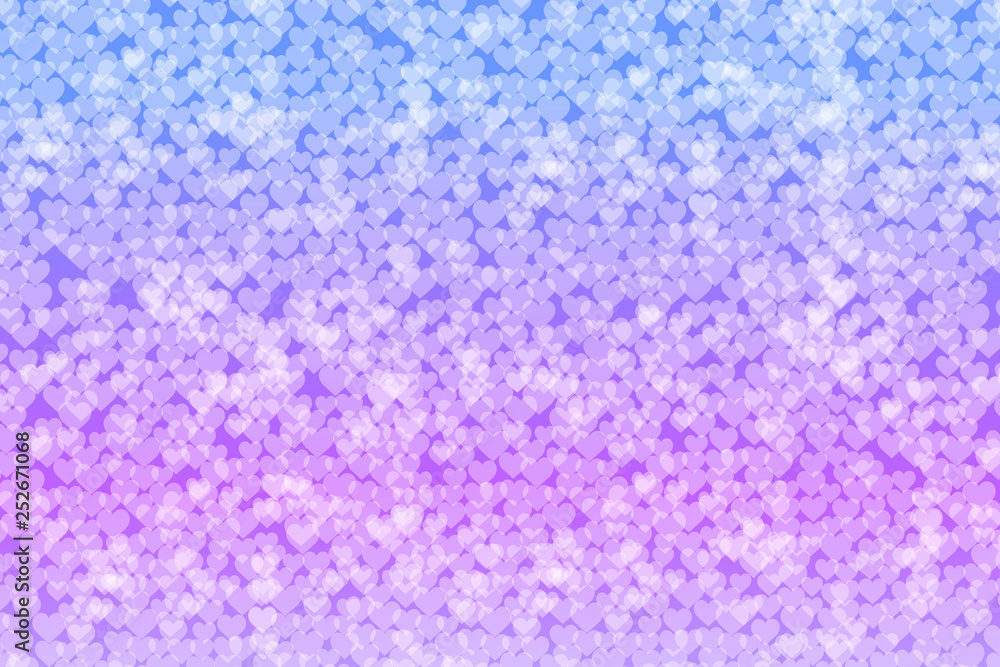 Poster bokeh lights with heart figures gradient background template.