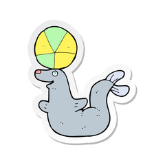 sticker of a cartoon seal with ball